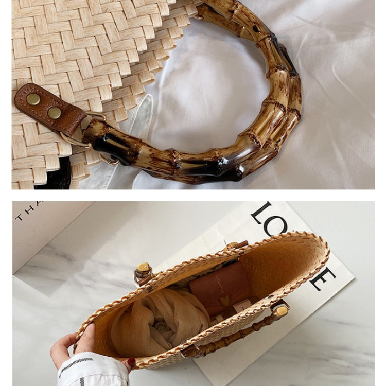 Retro Large-Capacity Bamboo Portable Straw Beach Bag(Brown) - Handbags by PMC TechLife | Online Shopping South Africa | PMC TechLife | Buy Now Pay Later Mobicred