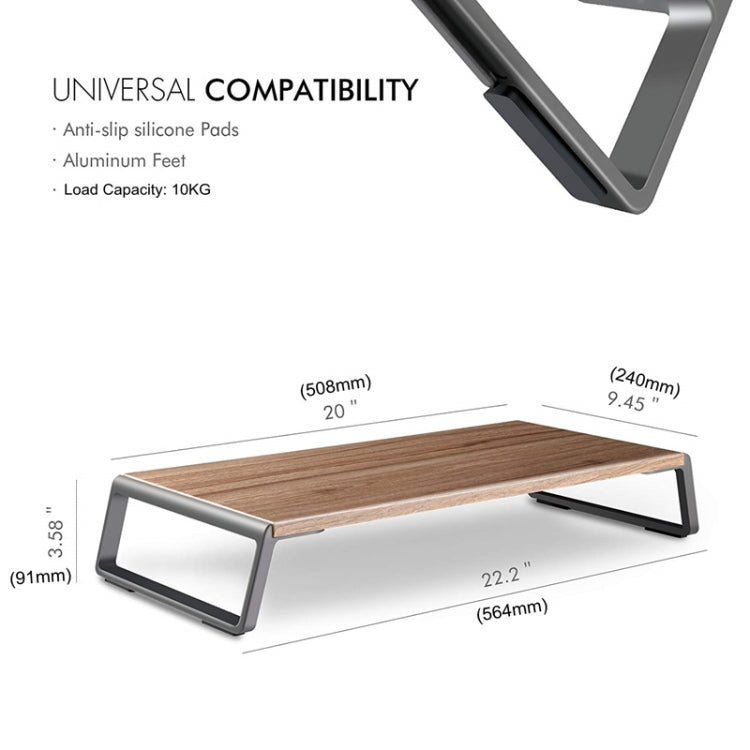 Monitor Stand Riser with Metal Feet for iMac MacBook LCD Display Printer, Lapdesk Tabletop Organizer Sturdy Platform Save Space(Black) - Laptop Stand by PMC Jewellery | Online Shopping South Africa | PMC Jewellery | Buy Now Pay Later Mobicred