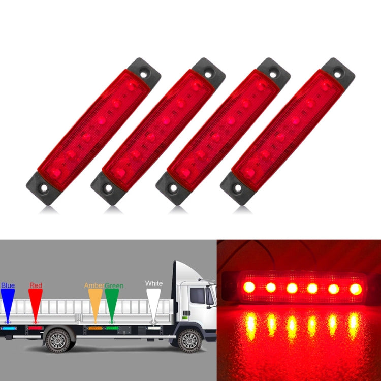 4 PCS 12V 6 SMD Auto Car Bus Truck Wagons External Side Marker Lights LED Trailer Indicator Light Rear Side Lamp(Red) - Clearance Lights by PMC Jewellery | Online Shopping South Africa | PMC Jewellery