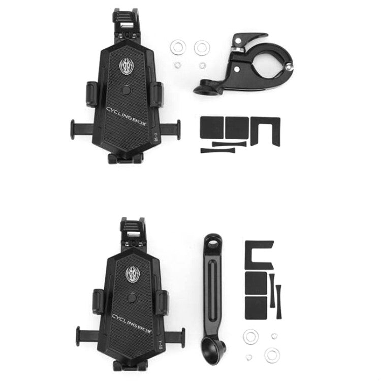 Bicycle Mobile Phone Holder Can Rotate And Adjust Fixed Aluminum Alloy Bracket Automatic Grab Bracket, Style:Handlebar Installation(Silver) - Holders by PMC TechLife | Online Shopping South Africa | PMC TechLife | Buy Now Pay Later Mobicred