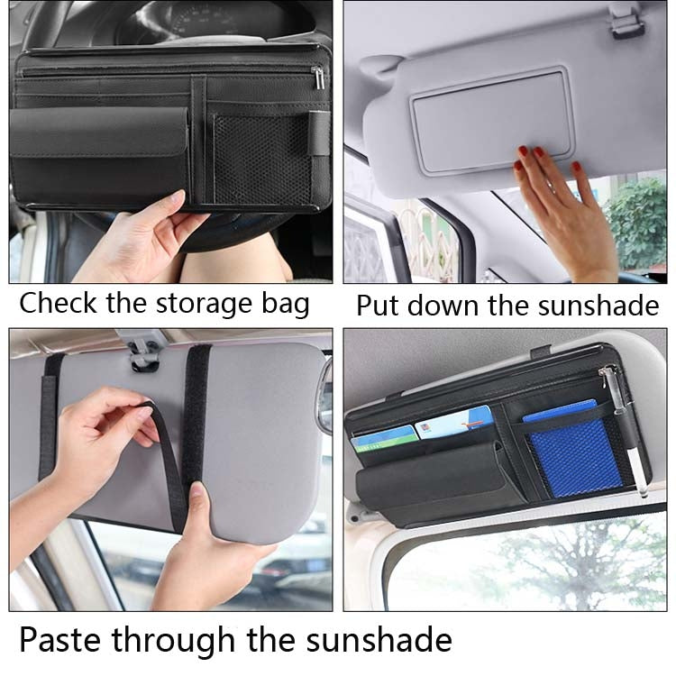 Car Sun Block Glasses Case Document Holder Car Plastic Frame Zipper Type Multi-Function Card Bag Storage Bag(Brown) - Sunglasses & Glasses Clips by PMC Jewellery | Online Shopping South Africa | PMC Jewellery | Buy Now Pay Later Mobicred