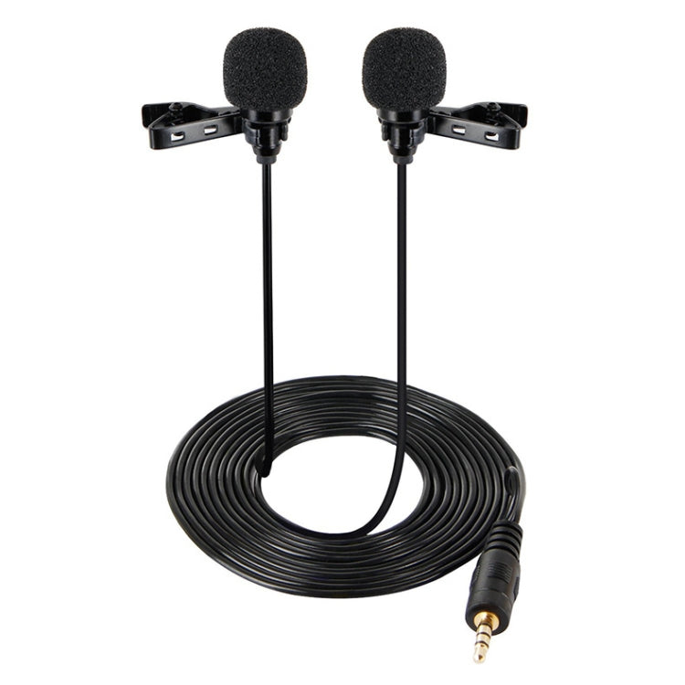 Wired Lavalier Microphone Condenser Double Head Microphone Two People Live Mobile Phone K Song Microphone, Specification: 515PU Bag(Black) - Microphone by PMC TechLife | Online Shopping South Africa | PMC TechLife | Buy Now Pay Later Mobicred