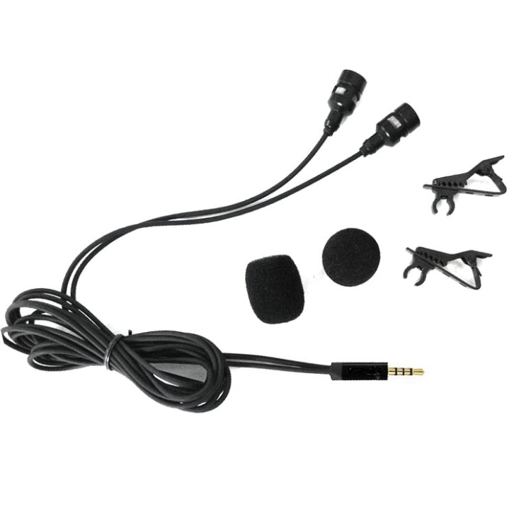 Wired Lavalier Microphone Condenser Double Head Microphone Two People Live Mobile Phone K Song Microphone, Specification: 515PU Bag(Black) - Microphone by PMC TechLife | Online Shopping South Africa | PMC TechLife | Buy Now Pay Later Mobicred