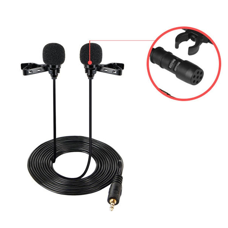 Wired Lavalier Microphone Condenser Double Head Microphone Two People Live Mobile Phone K Song Microphone, Specification: 515PU Bag(Black) - Microphone by PMC TechLife | Online Shopping South Africa | PMC TechLife | Buy Now Pay Later Mobicred