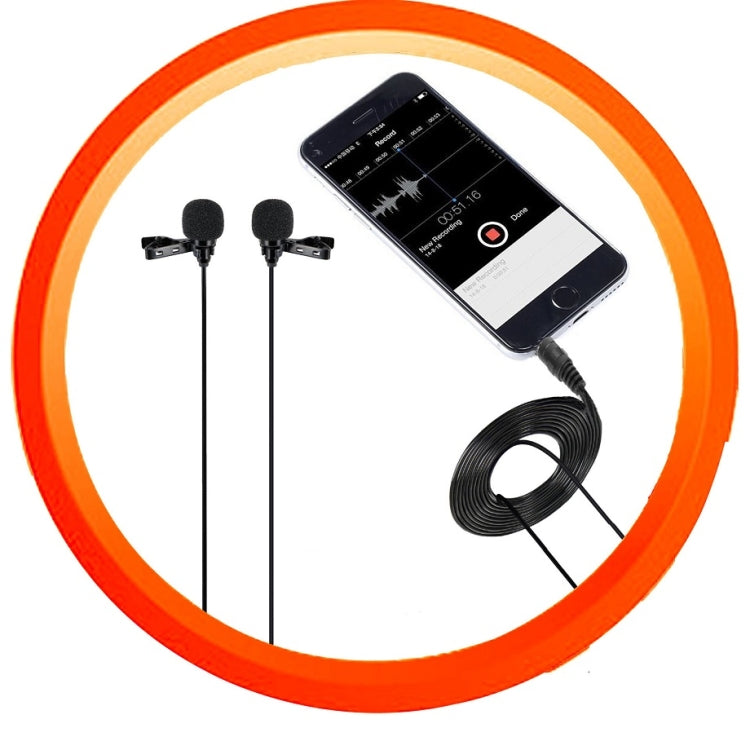 Wired Lavalier Microphone Condenser Double Head Microphone Two People Live Mobile Phone K Song Microphone, Specification: 515PU Bag(Black) - Microphone by PMC TechLife | Online Shopping South Africa | PMC TechLife | Buy Now Pay Later Mobicred