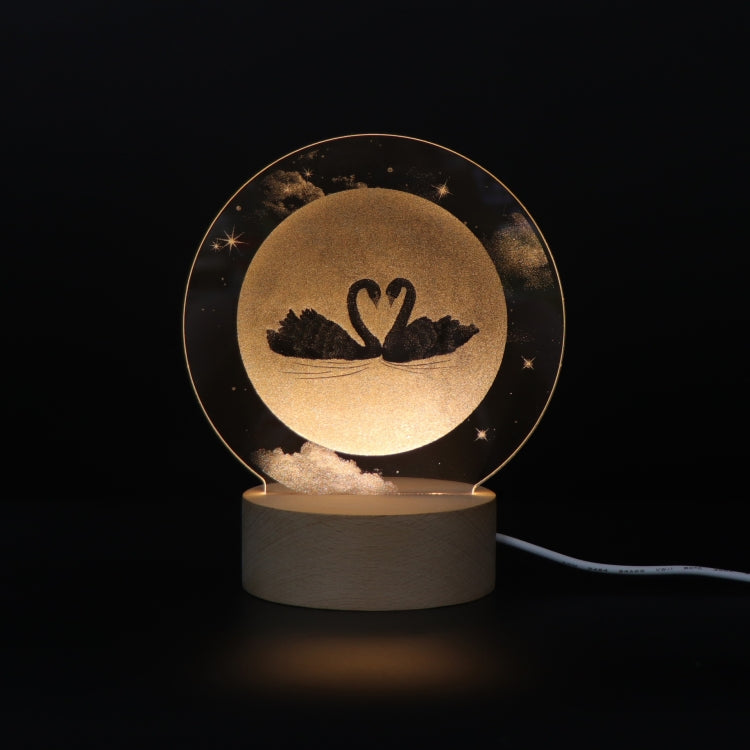 3D Atmosphere Decorative Light Acrylic Inner Carved LED Night Light Creative Girl Table Lamp(Full Moon Swan) - Novelty Lighting by PMC TechLife | Online Shopping South Africa | PMC TechLife | Buy Now Pay Later Mobicred