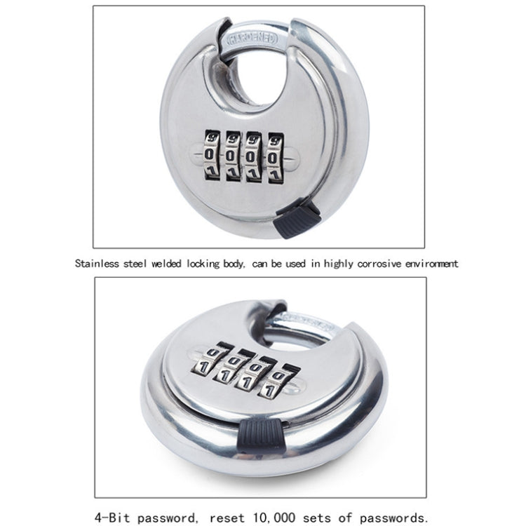 Stainless Steel Password Padlock 304 Waterproof And Rust-Proof Outdoor Courtyard Door Cabinet Lock Round Cake Lock(Silver) - Padlocks by PMC TechLife | Online Shopping South Africa | PMC TechLife