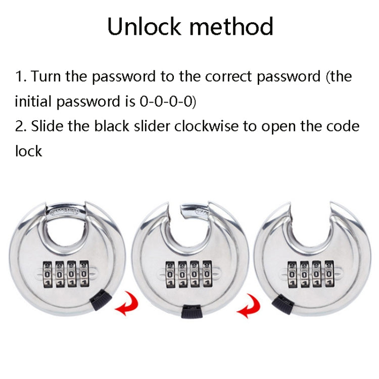 Stainless Steel Password Padlock 304 Waterproof And Rust-Proof Outdoor Courtyard Door Cabinet Lock Round Cake Lock(Silver) - Padlocks by PMC TechLife | Online Shopping South Africa | PMC TechLife