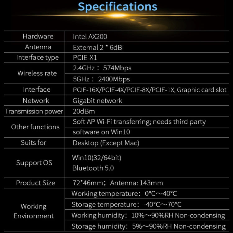 COMFAST Gaming Game 3000Mbps Gigabit Dual-Frequency Wireless Desktop Computer PCIE Wireless Network Card, Coverage: AX200 - free shipping - PMC Jewellery - Order now!