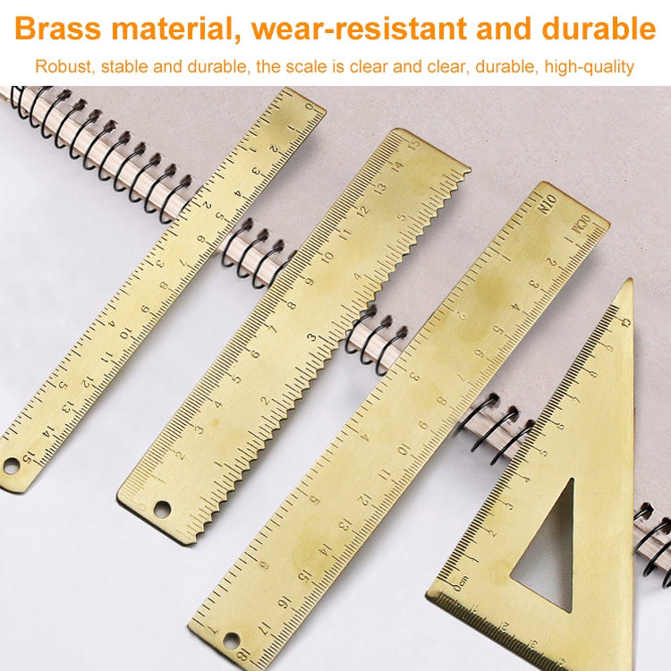 Brass Retro Drawing Ruler Measuring Tools, Model: 0-10cm Right Angle Triangle Ruler - Rulers by PMC TechLife | Online Shopping South Africa | PMC TechLife