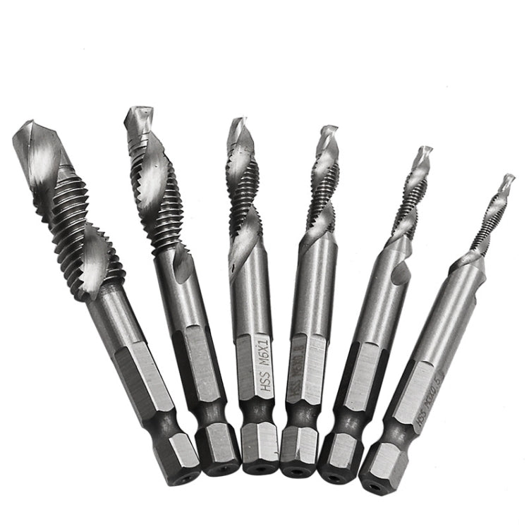 6 PCS / Set HSS Multi-Function Integrated Composite Tap Hole Tapping Chamfering - Drill & Drill Bits by PMC TechLife | Online Shopping South Africa | PMC TechLife