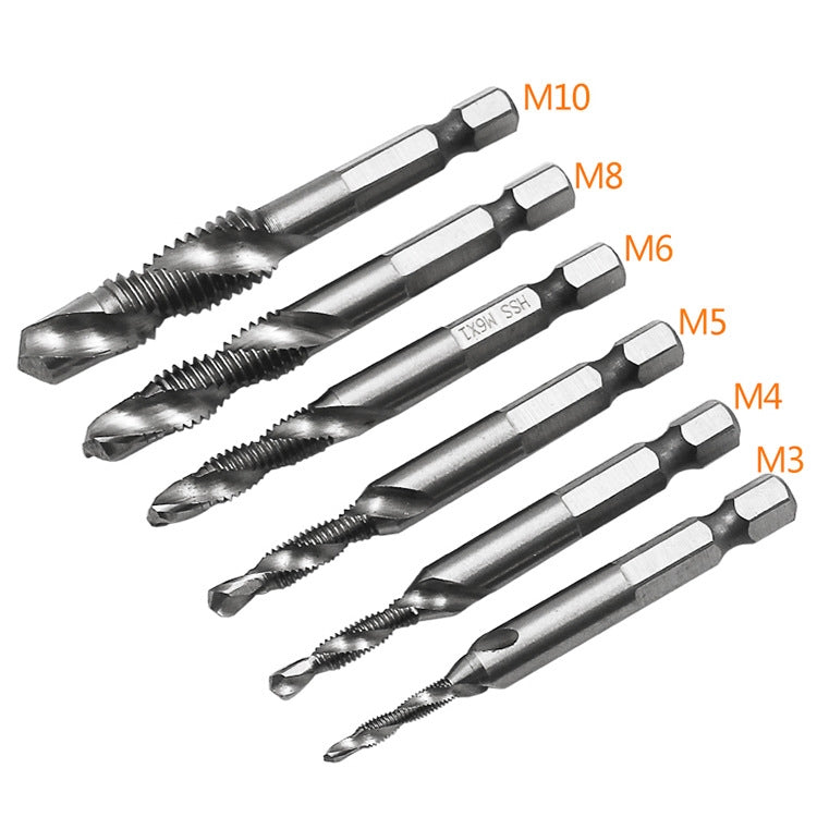 6 PCS / Set HSS Multi-Function Integrated Composite Tap Hole Tapping Chamfering - Drill & Drill Bits by PMC TechLife | Online Shopping South Africa | PMC TechLife