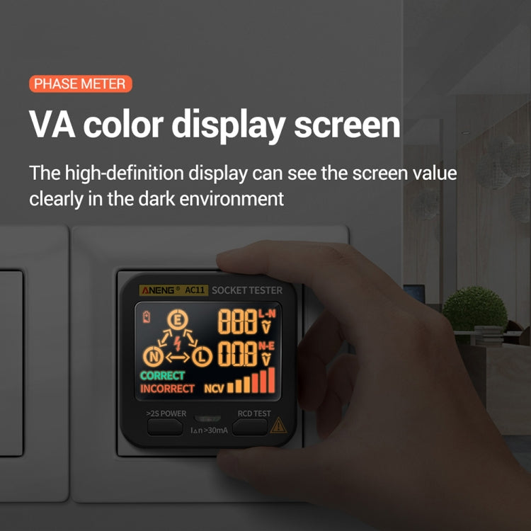 ANENG AC11 Multifunctional Digital Display Socket Tester Electrical Ground Wire Tester(EU Plug) - Current & Voltage Tester by ANENG | Online Shopping South Africa | PMC Jewellery | Buy Now Pay Later Mobicred