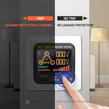 ANENG AC11 Multifunctional Digital Display Socket Tester Electrical Ground Wire Tester(UK Plug) - Current & Voltage Tester by ANENG | Online Shopping South Africa | PMC Jewellery | Buy Now Pay Later Mobicred
