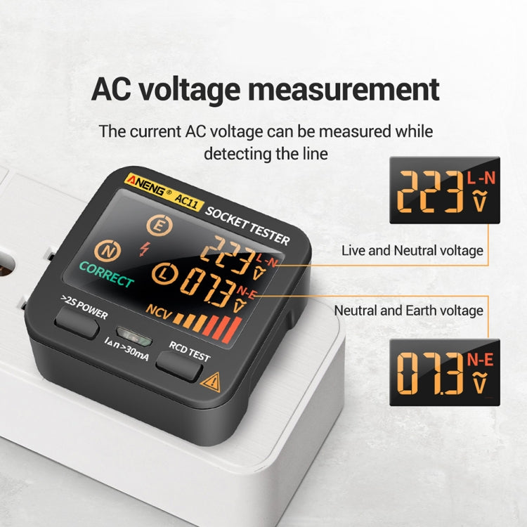 ANENG AC11 Multifunctional Digital Display Socket Tester Electrical Ground Wire Tester(UK Plug) - Current & Voltage Tester by ANENG | Online Shopping South Africa | PMC Jewellery | Buy Now Pay Later Mobicred