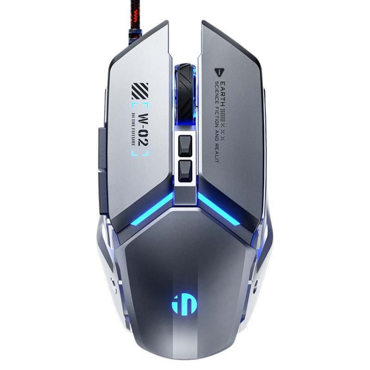 Inphic W-02 6 Keys Home Office Luminous Macro Programming USB Computer Mechanical Game Wired Mouse(Metallic Gray) - Wired Mice by Inphic | Online Shopping South Africa | PMC TechLife | Buy Now Pay Later Mobicred
