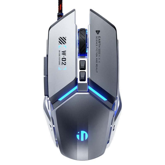 Inphic W-02 6 Keys Home Office Luminous Macro Programming USB Computer Mechanical Game Wired Mouse(Metallic Gray) - Wired Mice by Inphic | Online Shopping South Africa | PMC Jewellery | Buy Now Pay Later Mobicred