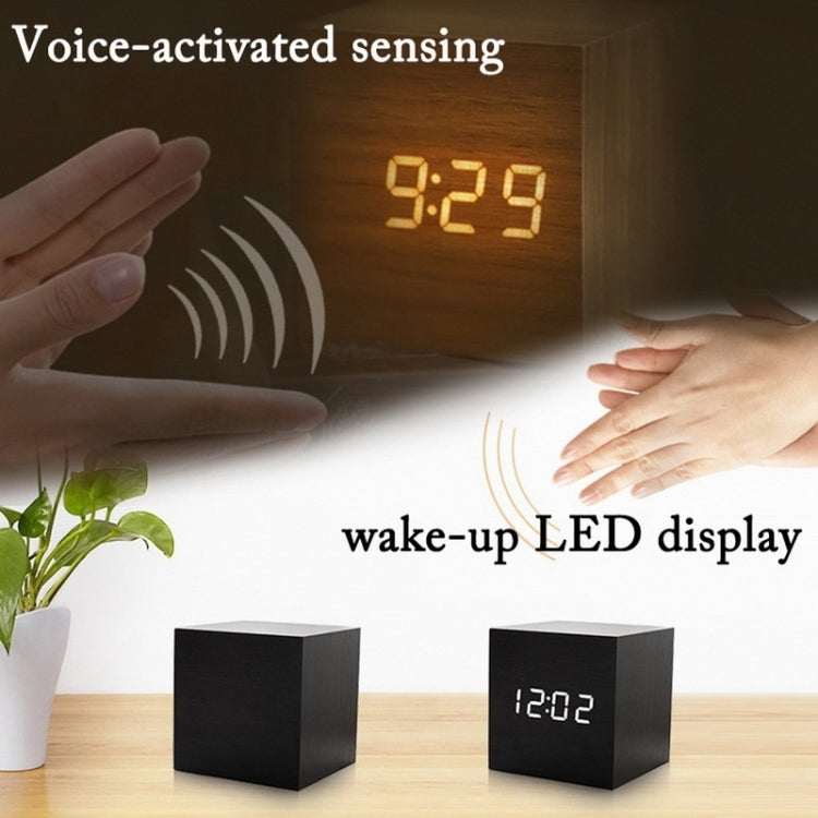 Multicolor Sounds Control Wooden Clock Modern Digital LED Desk Alarm Clock Thermometer Timer White Red - Alarm Clocks by PMc TechLife | Online Shopping South Africa | PMc TechLife | Buy Now Pay Later Mobicred