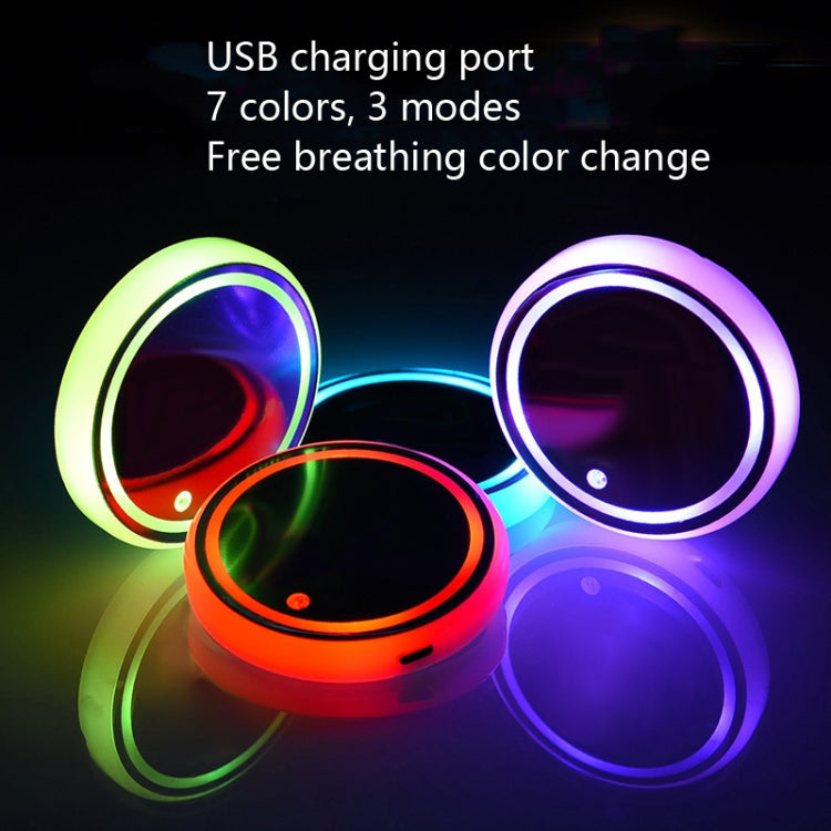 2 PCS Car LED Luminous Water Coaster Car Atmosphere Light USB Charging Non-Slip Coaster - Car Drink Holders by PMC TechLife | Online Shopping South Africa | PMC TechLife | Buy Now Pay Later Mobicred