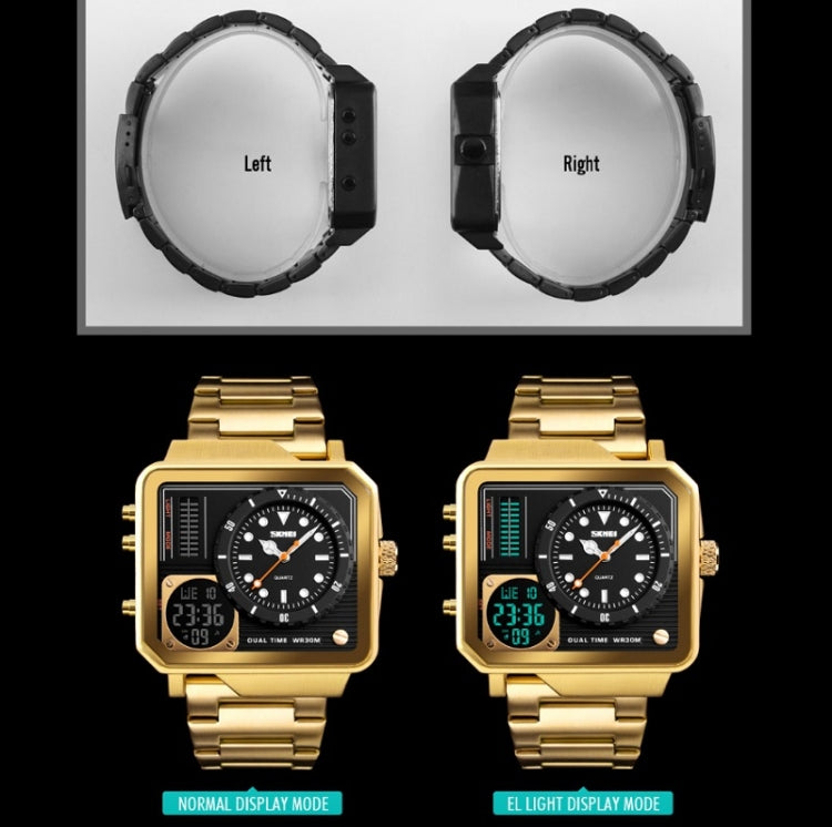 SKMEI 1392 Multi-Function Outdoor Sports Watch Business Double Display Waterproof Electronic Watch(Silver) - free shipping - PMC TechLife - Order now!