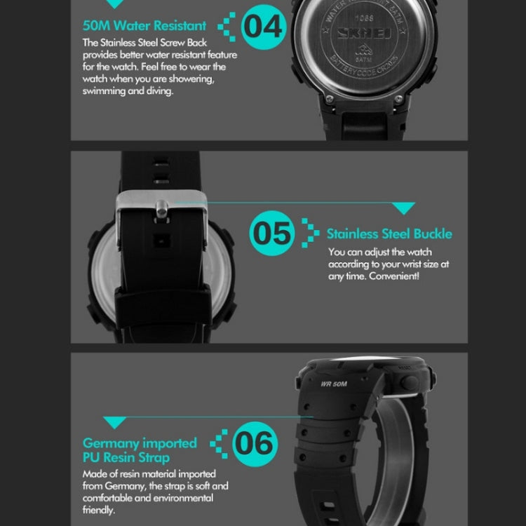 SKMEI 1068 Men Waterproof Outdoor Sports Digital Watch Student Fashion Watch(Green) - free shipping - PMC TechLife - Order now!