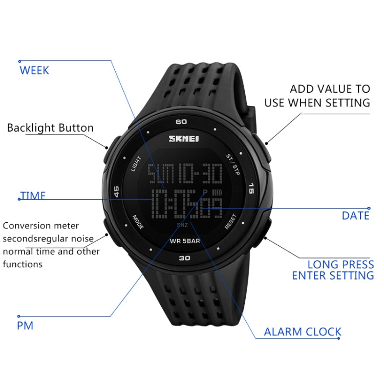 SKMEI 1219 Men Multi-Function Electronic Watch Outdoor Sports Watch(Blue) - free shipping - PMC TechLife - Order now!
