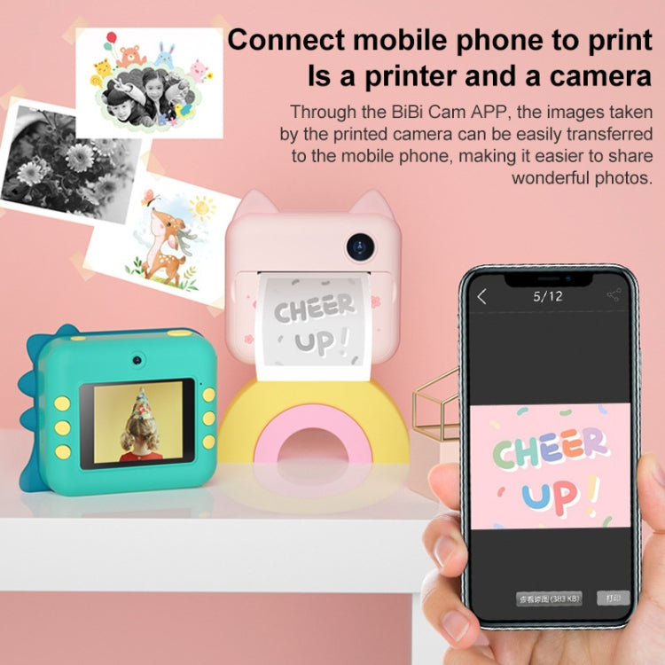 P1 16GB Children Instant Camera 1200W Front And Rear Dual-Lens Mini Print Photographic Digital Camera Toy(Pink Cat) - Children Cameras by PMC Jewellery | Online Shopping South Africa | PMC Jewellery | Buy Now Pay Later Mobicred