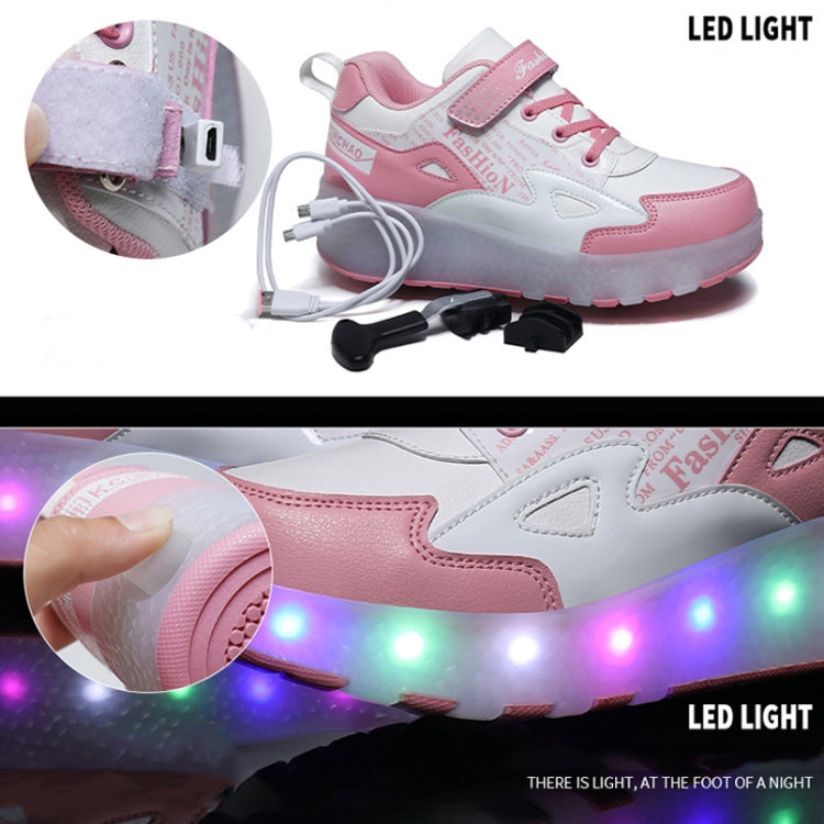 E68 Two-Wheeled Children Skating Shoes Rechargeable Light Wheel Shoes, Size: 37(Black And Red) - Skating Shoes by PMC Jewellery | Online Shopping South Africa | PMC Jewellery