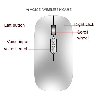 M103 1600DPI 5 Keys 2.4G Wireless Mouse Charging Ai Intelligent Voice Office Mouse, Support 28 Languages(Silver) - Wireless Mice by PMC Jewellery | Online Shopping South Africa | PMC Jewellery | Buy Now Pay Later Mobicred