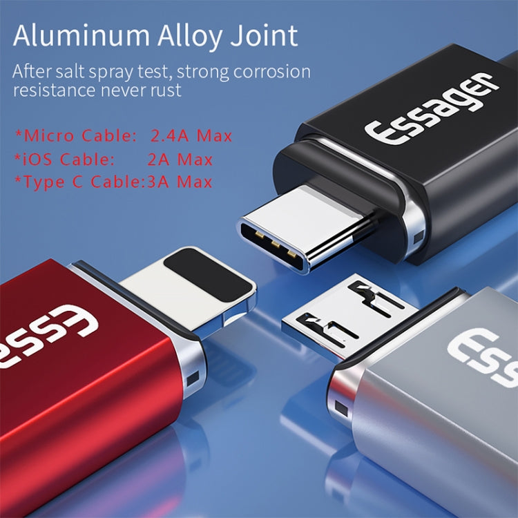 2 PCS ESSAGER Smartphone Fast Charging and Data Transmission Magnetic Cable with Micro USB Magnetic Head, Cable Length: 2m(Black) - Charging Cable & Head by PMC TechLife | Online Shopping South Africa | PMC TechLife