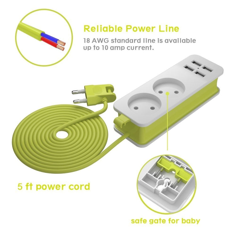 Power Strip 1/2 EU Plug 4 USB Port 1200W 250V 1.5m Cable Wall Portable Multiple Socket EU Plug Outlets(2 OUTLET 4USB) - Plug Adaptor by PMC TechLife | Online Shopping South Africa | PMC TechLife | Buy Now Pay Later Mobicred