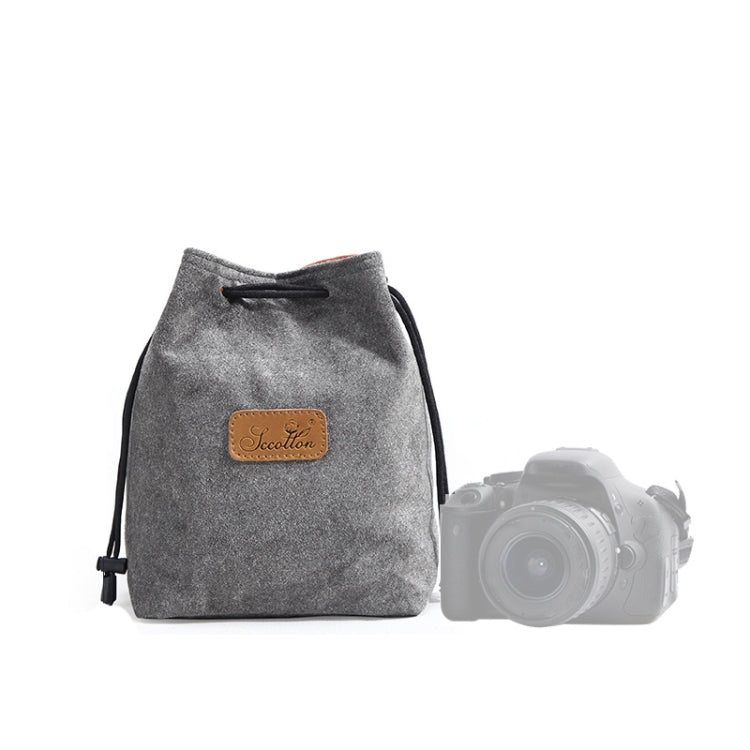S.C.COTTON Liner Shockproof Digital Protection Portable SLR Lens Bag Micro Single Camera Bag Square Gray M - Lens Bag by S.C.COTTON | Online Shopping South Africa | PMC TechLife | Buy Now Pay Later Mobicred