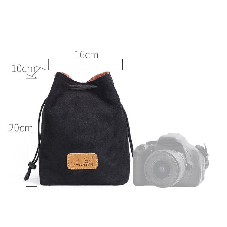 S.C.COTTON Liner Shockproof Digital Protection Portable SLR Lens Bag Micro Single Camera Bag Square Black M - Lens Bag by S.C.COTTON | Online Shopping South Africa | PMC TechLife | Buy Now Pay Later Mobicred