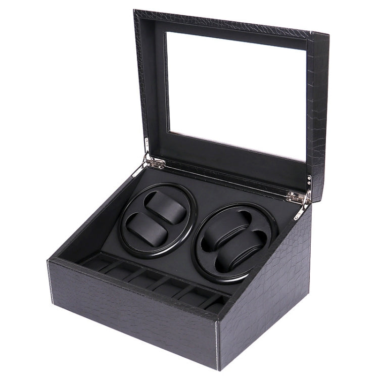 PU Leather 4+6 Double-Head Automatic Winding Motor Box Mechanical Watch Rotator, US Plug(Crocodile Pattern) - free shipping - PMC TechLife - Order now!
