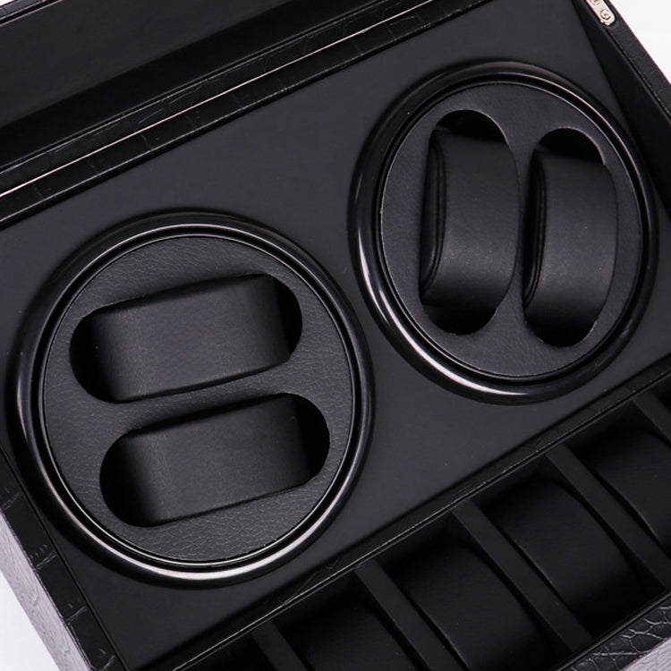 PU Leather 4+6 Double-Head Automatic Winding Motor Box Mechanical Watch Rotator, US Plug(Crocodile Pattern) - free shipping - PMC TechLife - Order now!