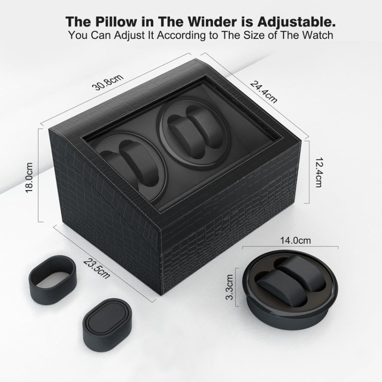 PU Leather 4+6 Double-Head Automatic Winding Motor Box Mechanical Watch Rotator, US Plug(Crocodile Pattern) - free shipping - PMC TechLife - Order now!