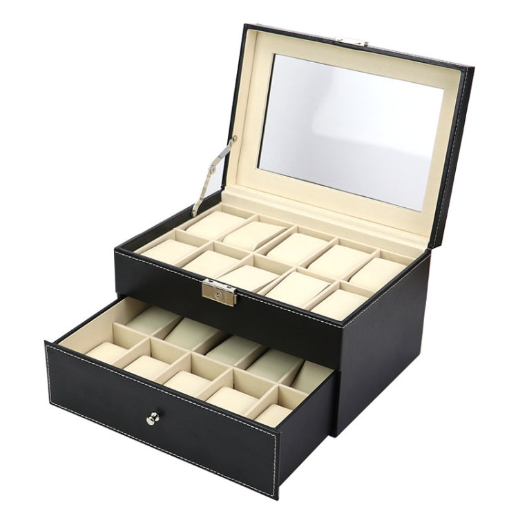 PU Leather Double Layer 20-Digit Watch Box Jewelry Gift Storage Box - free shipping - PMc TechLife - Order now!