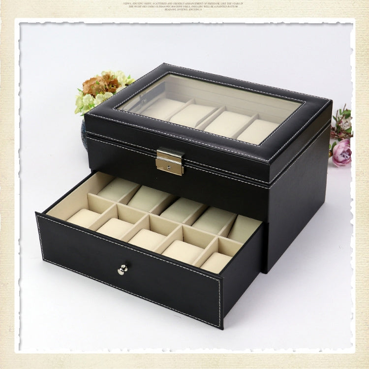 PU Leather Double Layer 20-Digit Watch Box Jewelry Gift Storage Box - free shipping - PMc TechLife - Order now!