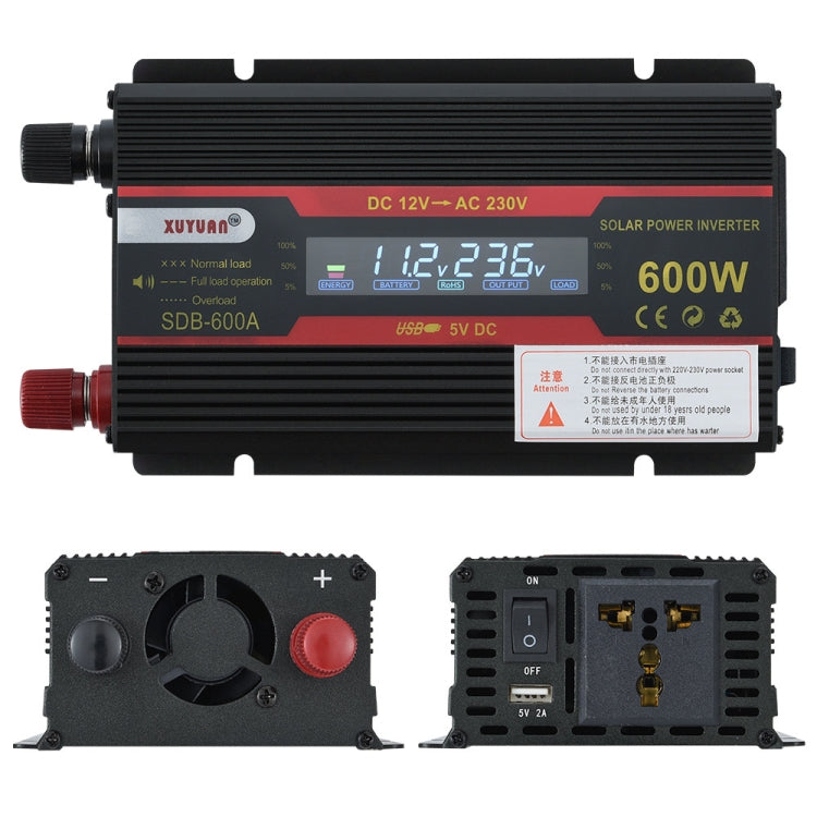 XUYUAN 600W Car Inverter LCD Display Converter, Specification: 12V to 220V - free shipping - PMC TechLife - Order now!