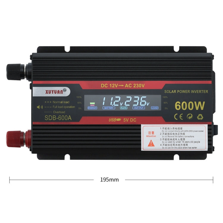 XUYUAN 600W Car Inverter LCD Display Converter, Specification: 12V to 220V - free shipping - PMC TechLife - Order now!