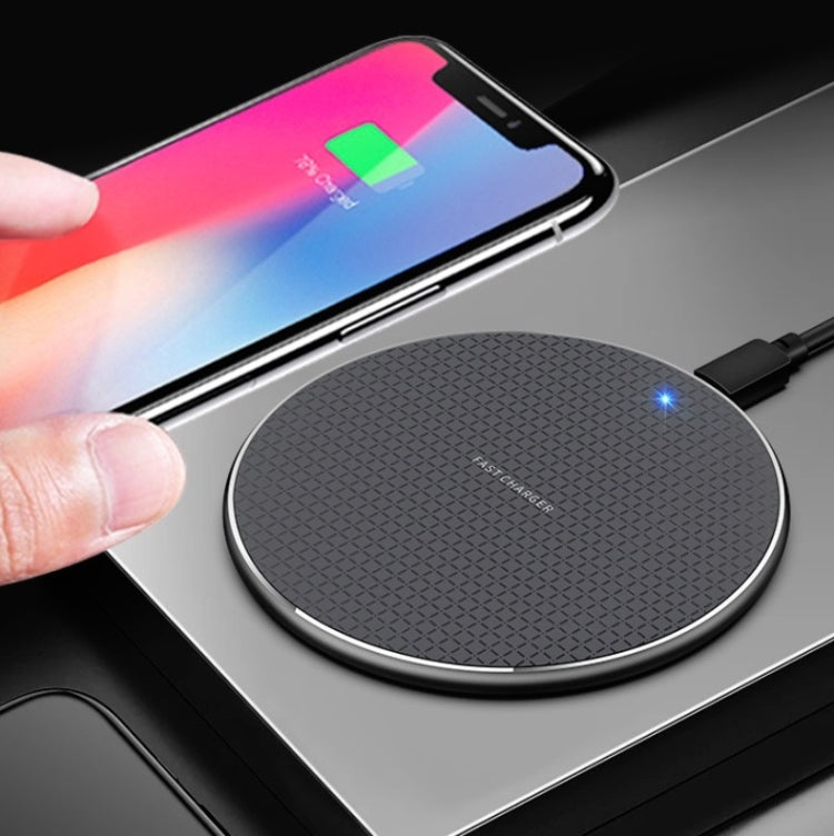 2pcs K8 10W Universal Aluminum Alloy Mobile Phone Wireless Charger, Specification:with 1m Cable(Black) - Wireless Charger by PMC Jewellery | Online Shopping South Africa | PMC Jewellery | Buy Now Pay Later Mobicred