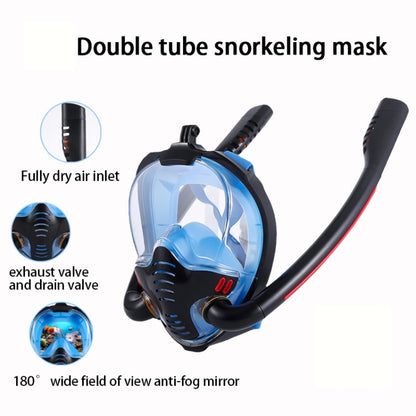 Snorkeling Mask Double Tube Silicone Full Dry Diving Mask Adult Swimming Mask Diving Goggles, Size: S/M(Black/Black) - Diving Mask by PMC Jewellery | Online Shopping South Africa | PMC Jewellery | Buy Now Pay Later Mobicred