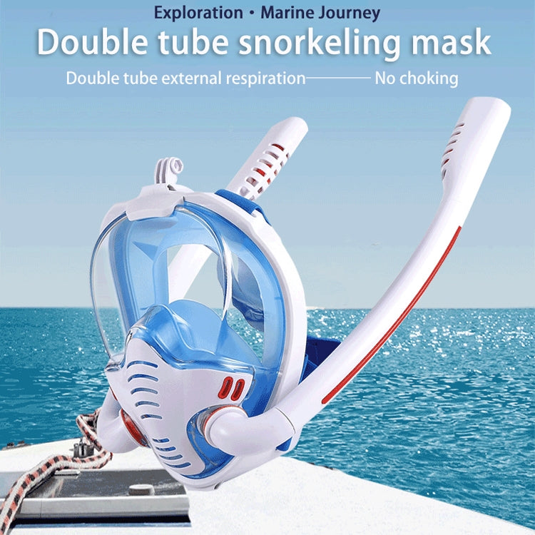 Snorkeling Mask Double Tube Silicone Full Dry Diving Mask Adult Swimming Mask Diving Goggles, Size: L/XL(White/Pink) - Diving Mask by PMC Jewellery | Online Shopping South Africa | PMC Jewellery | Buy Now Pay Later Mobicred