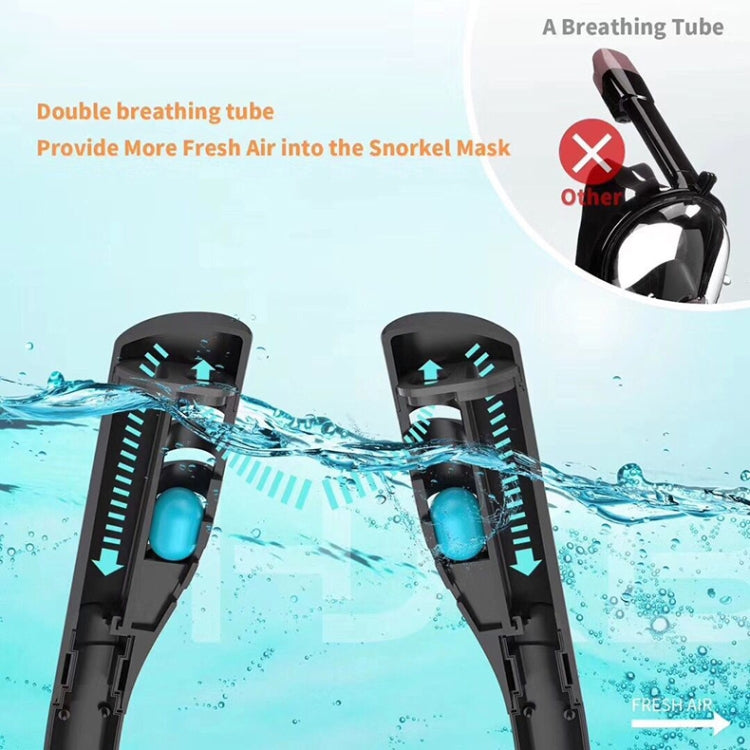 Snorkeling Mask Double Tube Silicone Full Dry Diving Mask Adult Swimming Mask Diving Goggles, Size: L/XL(Black/Blue) - Diving Mask by PMC Jewellery | Online Shopping South Africa | PMC Jewellery | Buy Now Pay Later Mobicred