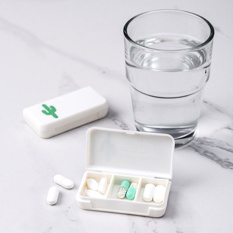 8 PCS Small Portable Moisture-proof Sealed Medicine Box 3 Compartments A Day Medicine Divided(Cactus) - free shipping - PMC TechLife - Order now!