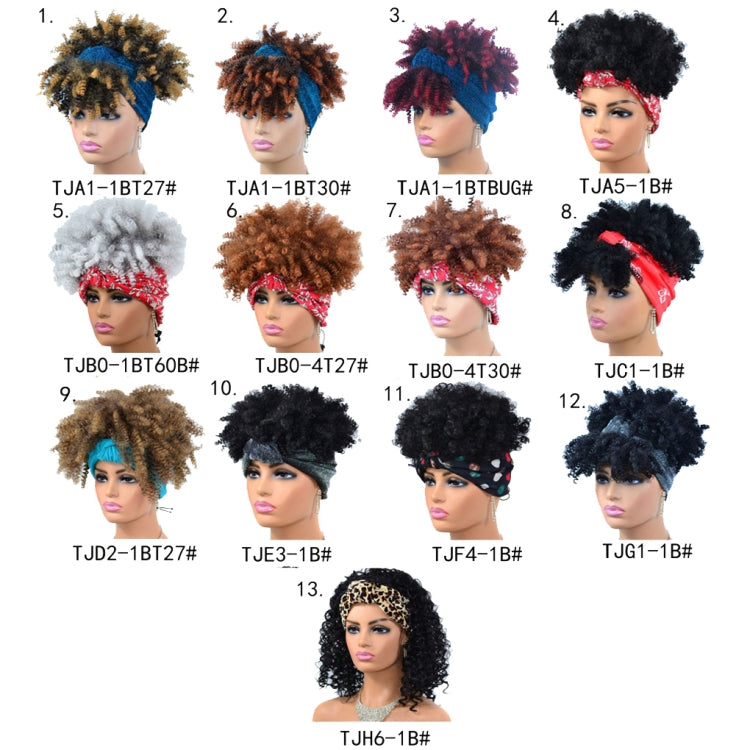 Headscarf Wig Black Gradient Small Curly Wig Explosive Headgear, Colour: 12.TJG1-1B# - free shipping - PMC TechLife - Order now!