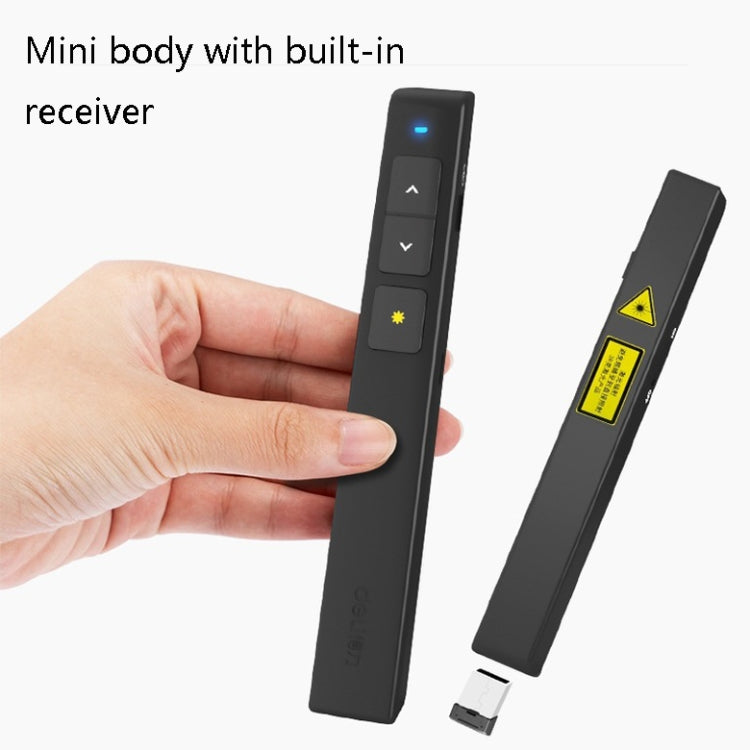 Deli 2.4GHz Laser Page Turning Pen Rechargeable Speech Projector Pen, Model: 2802PL (Black) - free shipping - PMC Jewellery - Order now!