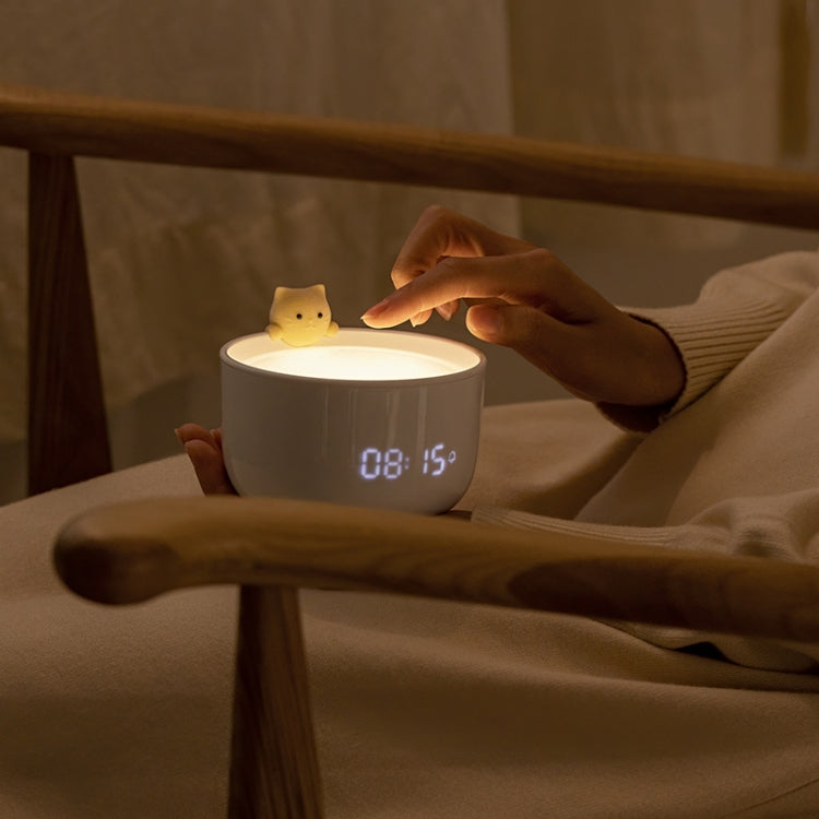 Cat Alarm Clock Night Light 2W LED Rechargeable Adjustable Children Bedroom Bedside Light(Beige) - Night Lights by PMc TechLife | Online Shopping South Africa | PMc TechLife | Buy Now Pay Later Mobicred