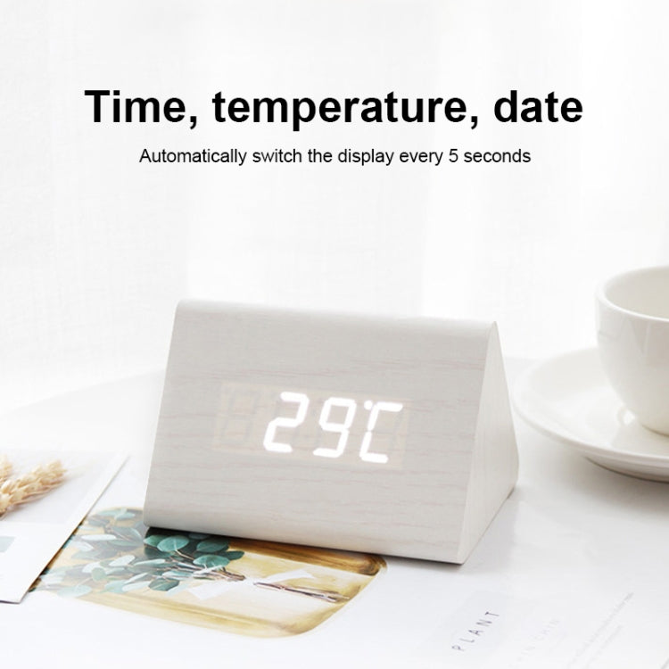 Mute Luminous Electronic Clock Wooden Sound Control Small Triangle Alarm Clock Brown Wood Red Light - Alarm Clocks by PMc TechLife | Online Shopping South Africa | PMc TechLife | Buy Now Pay Later Mobicred