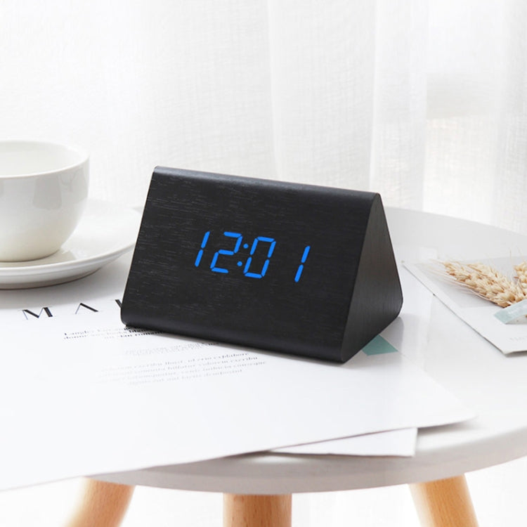 Mute Luminous Electronic Clock Wooden Sound Control Small Triangle Alarm Clock White Wood White Light - free shipping - PMc TechLife - Order now!